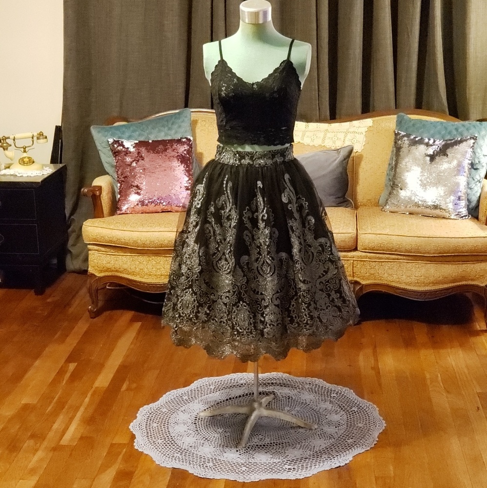 Chi Chi London Premium Metallic Lace Full Midi